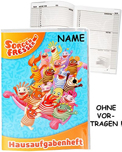 alles-meine.de GmbH Hausaufgabenheft - Sorgenfresser - incl. Name - für Faule - ohne Vortragen der Stunden ! - Schule - incl. Schutzhülle & bunten Seiten - für Mädchen & Jung..