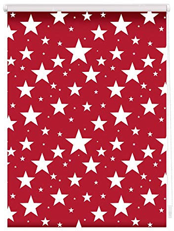Lichtblick Klemmfix Tageslicht-Rollo mit Motiv, ohne Bohren, Blickdicht, Seitenzugrollo, Made in Germany, Sterne Rot,45 cm x 150 cm (B x L)