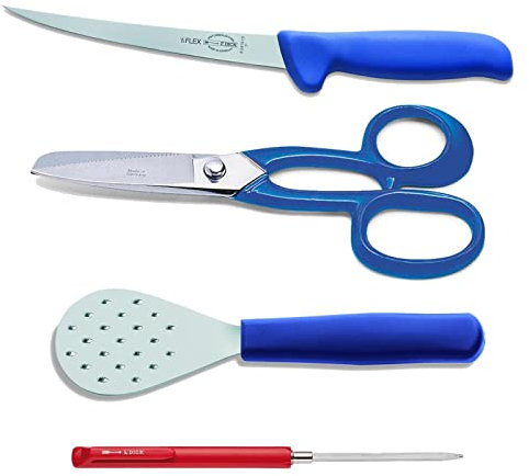 Dick Angel Set 4 teilig inklusive Filitiermesser halbflexibel 18 cm & Fischentschupper