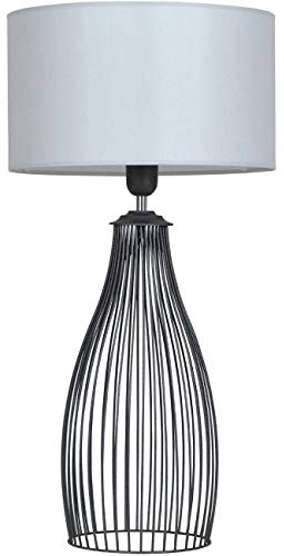 Light-Home Lampenschirm Tischlampe Modern - Elegante Nachttischlampe für Schlafzimmer Wohnzimmer - Tischleuchte E27 65x35 cm – Schwarz und Grau