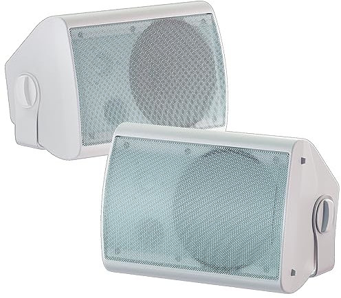 STUDIOFINIX Altavoces de Pared de 6,5 Pulgadas, Sistema de Altavoces Pasivos para Exteriores de 400W/par, Material ABS Resistente para el Patio, el Garaje y la Piscina (Blanco)