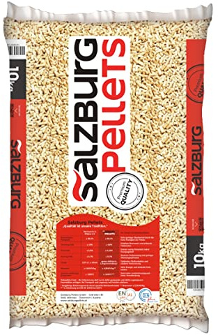Pellet SALZBURG da 10 KG – Originale 100% Abete Austriaco, certificato ENplus A1 - Alto potere calorifico (96 sacchi da 10 kg)