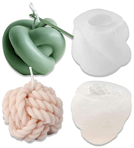 Cestony 2 Stück 3D-Wollknoten und magische Knotenform, Kerzenform, Silikonformen für die Herstellung von Kerzen, Harz, Säulen, Aromatherapie, Kerzen, Wachs, Seife, Blumen, Proben, Ton, Handwerk