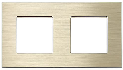 Luxus-Time Interruptor basculante de luz con marco de aluminio, caja empotrable, interruptor basculante, color dorado (marco de aluminio bidireccional)