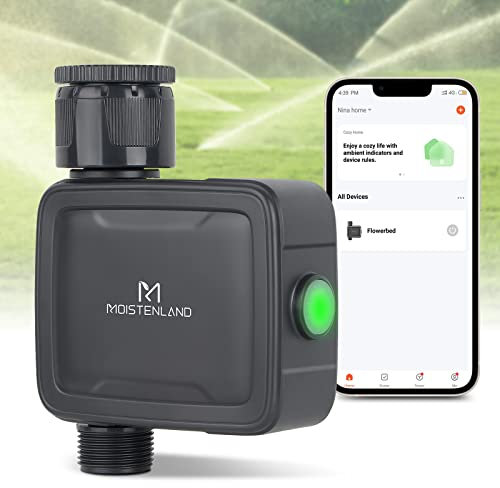 Moistenland Bewässerungscomputer mit Bluetooth, Bewässerungssteuerung, Smart Water Control mit App Steuerbar, Automatische Bewässerung für Rasensprenger und Balkon Pflanzen Gartenbewässerungssystem