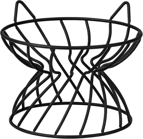 Rutschfester Metallständer für Katzennapf - Erhöhter Katzennapfhalter gegen Erbrechen - Katzennapf Ständer aus schwarzem Eisen für Bequemes Essen und Trinken - 15 x 12 cm