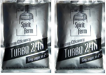 2 x Turbohefe - Turbo 24h 195g, Hefe für Zucker- oder Fruchtgärung, Turbo Hefe, Hefe für Maische, Hefe für die Gärung, Wodka-Hefe