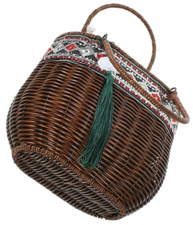 Cabilock Bolso De Ratán Bolsa De Playa Cesta De Pan Con Forro Cesta De Mimbre Para Regalos Cesta Para Colgar En La Cesta De La Granja Páginas Compras Canasta De Juguetes Almacenamiento