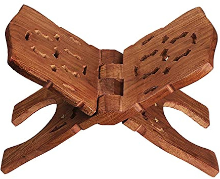 Wooden Holy Book Stand Reading for Geeta | Gita | Ramayan Book Stand | Ramcharitmanas | Ram charit Manas Stand Gift for Bride or Bridal Book Document Stand - 10 INCH 4MA16