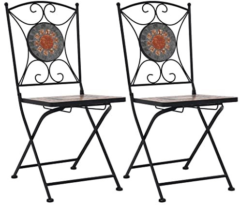 AJJHUUKI Home Outdoor OthersMosaic Bistrostühle, 2 Stück, Orange/Grau