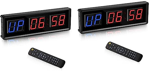 Lot de 2 minuteurs de gymnastique, minuteur d'intervalle LED, compte à rebours numérique, minuterie de fitness, chiffres de 3,8 cm, chronomètre