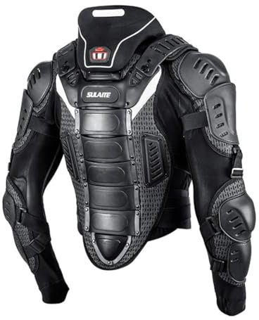 Baymate Motocross Schutzausrüstung Brust Rücken mit Nackenschutz Reitpanzer Protektor Snowboard Motocross Schwarz (Nackenschutz-Set,L)