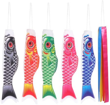 HANABASS 6stücke Teiliges Japanischer Karpfen Windsock Outdoor Deko Bunte Gartendekoration Mit Robusten Langlebigen Koinobori Fahnen Für Frühling Terrasse Und Garten Handliche Streamer