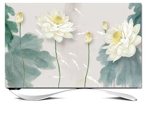 TV Screen Cover 32-85In, Dust TV Screen Cover, Universal TV Dust Cover 22-80 In, for LCD LED Plasma Television Art Printing Decor Flat Curved TV, Wall Mount/Curved/Desktop P,49-52in(118x70cm)