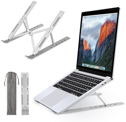 Lauviomify - Soporte para ordenador portátil, aleación de aluminio, soporte para ordenador portátil, regulable en altura en 6 niveles con MacBook, Lenovo, HP, otros portátiles de 10 - 15,6