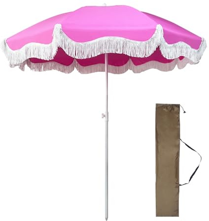 Ggipxalatyr Parasol De Table avec Franges,Ombrelle De Plage Tropical Bloquer Soleil, Parasol Balcon Protection UV 50+, Etanche Parasol De Jardin pour Balcon, Terrasse, Plage, Marché ﻿ ﻿