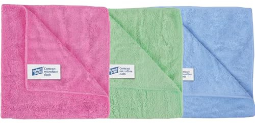 Parkers Foodservice Robert Scott - Microfibre Cloth Bundle - PINK, GREEN, BLUE - 3 x 10 x 40cm x 40cm