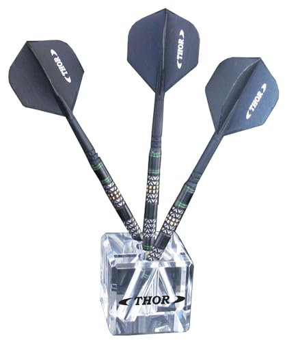 THOR-DARTS The Cube 3-er Dart Display - Acryl Dartständer - Dart Displayständer - Acylic Darts Diplay Stands - Würfel-Dartständer (Clear-Black)