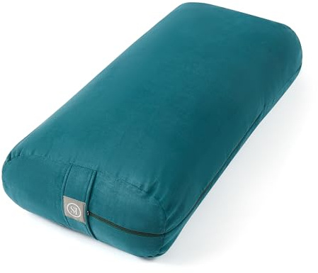 Meditation Cushion Yoga Bolster Pillow for Restorative Yoga- – Supportive Cushion for Meditation, Pilates, and Relaxation – Filled with 100% Cotton - Removable Faux Suede Cover, Teal
