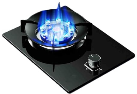 1 Cuisinière À Gaz, Brûleur 5,2 KW, Cuisinière En Cuivre En Verre Trempé Noir, Cuisinière Convertible GN/GPL,puissance De Feu Réglable Avec Protection Contre L'extinction, For Les Cuisines Domestiques