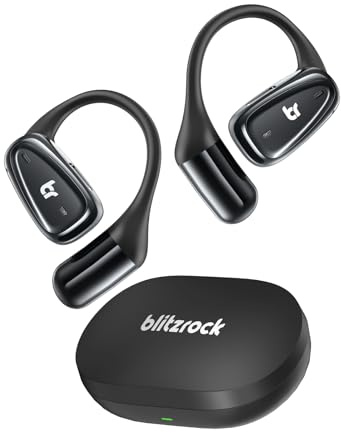 BlitzRock Écouteurs sans Fil Bluetooth 5.4, Ultra-Légers Écouteurs Open-Ear ave Crochets d'oreille Fins, Appels Clairs, Qualité Sonore Claire, Casque sans Fil Sport IPX7 Étanche