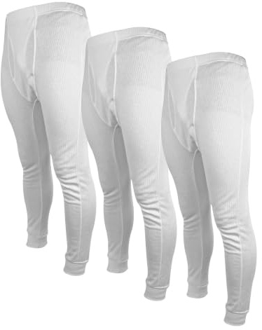 THMO 3-pack termiska långkalsonger för män varma baslager termiska underkläder byxor, Vit (X3), XL