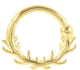 Lantine Vine Septum Daith Piercing Jewellery Gold Septum Ring 925 Sterling Silver Daith Earrings Hinged Clicker Helix Tragus Piercing Jewellery Cartilage Hoop Earrings 18g 8mm