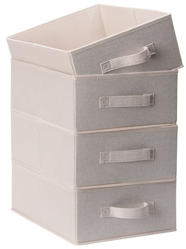 OVAKIA Aufbewahrungsboxen Stoff Groß Schubladen Organizer für Kleidung | 4er Set, 39 x 28 x 14 cm faltbare stabil aufbewahrungswürfel für kleiderschrank unterwäsche usw