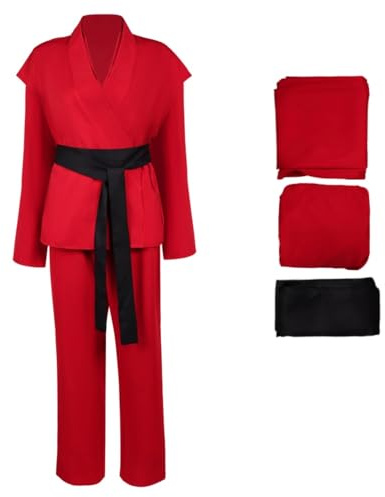 Besonca Rooney Taekwondo Uniform Cosplay Costume JW Ballerina Assassin Rooney Costume Red Outfit Party Halloween Suit Women (Red, Medium)