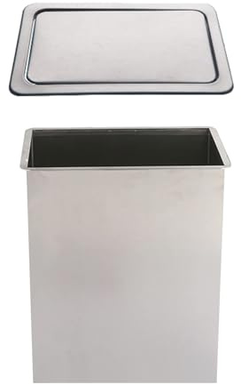 Cubo de Basura de Cocina Empotrado, Cuadrado, de Acero Inoxidable 304 con Tapa, con Tapa integrada para encimera, Cubo de Basura Oculto para Banco de Trabajo, B