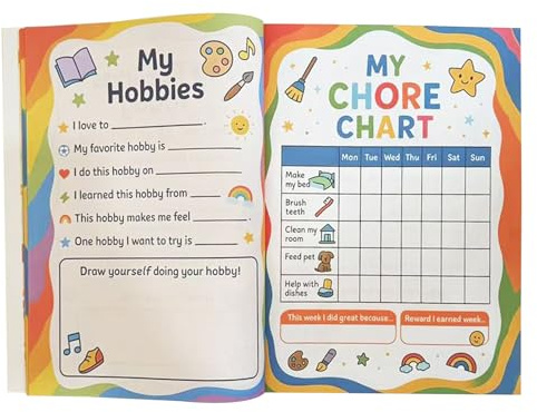Rrlihjgu Agenda per bambini | Obiettivi diario per bambini piccoli, allegra agenda a colori per orari, apprendimento, viaggi, campeggio, famiglia, casa e scuola