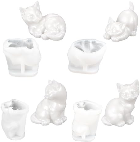 Ideen mit Herz | Moldes de silicona para gatos, juego de 4 | figuras de gato para moldear tú mismo | Molde de fundición para resina epoxi, yeso, hormigón, cera o jabón | apto para alimentos