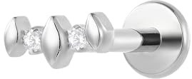 NewkeepsR 16g(1,2 mm) Titan Intern Gewinde Schmuck Transparenter Stein Rautenform Oberteil Knorpel Tragus Labret Stecker
