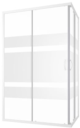 Box Doccia Angolare 80x120 cm Vetro Serigrafato 4 mm Profili Bianchi h185cm mod. Grenada