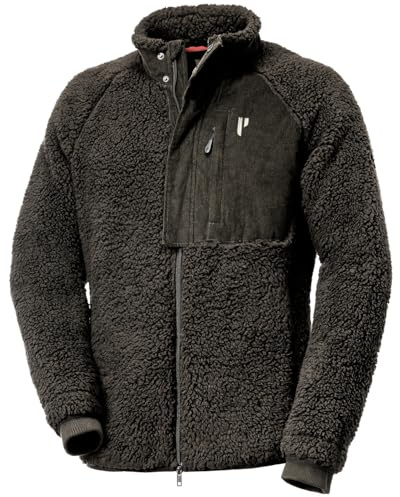 Parforce Pilefleecejacke Cord | Teddyfleece innen und außen. Verstärkungen aus Cord. 2-Wege-RV. 2 RV-Schubtaschen u. 1 RV-Brusttasche.