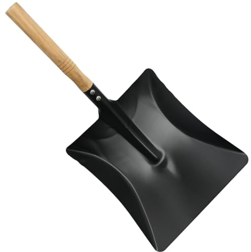 Armo Robuste Metall-Kohle-Handschaufel mit Holzgriff, Kamin, Staub, Asche, Grillspaten, Spaten, Kelle 44 cm