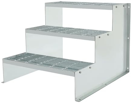 Stegstege premiumtrappa, 3-stegs fristående trappa, 72 x 54 cm stående trappa, 200 kg lastkapacitet, L-formad stegstege ihåliga steg, för trädgårdar, lager