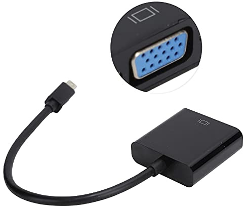 Eminchu Adaptador Mini a VGA, Cable Convertidor Portátil Compacto para ThinkPad, Material Duradero ABS Negro