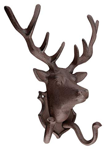 Esschert Design Wandbefestigung, 2er Wandhaken Hirsch, rostbraun, 22 x 9.9 x 27.6 cm, DB42