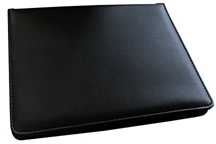 ALASSIO 30003 Ringbuchmappe A5 Benaco, Etui mit 4er Ringmechanik, A5 Einschubfach, Visitenkartenfach, Klarsichtfach, Businessmappe, Geschäftsmappe schwarz, Mappe aus Lederimitat ca. 23 x 18 x 3 cm