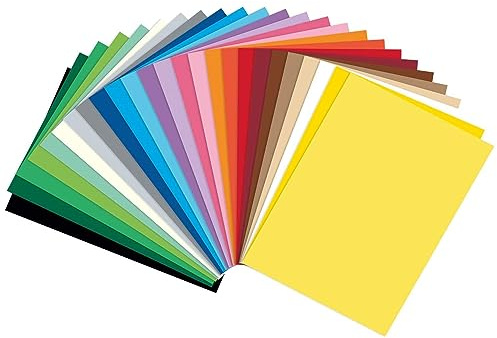 folia 614/250 09 - Cartulina fotográfica Mixta (DIN A4, 300 g/m², 250 Hojas, 25 Colores, para Manualidades y diseños creativos de Tarjetas, Ventanas y para Scrapbooking