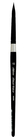 Silver Brush Limited 3000S-10 Black Velvet Round Paintbrush for Watercolor, Gouache, Inks, & Dyes, Size 10, Short Handle