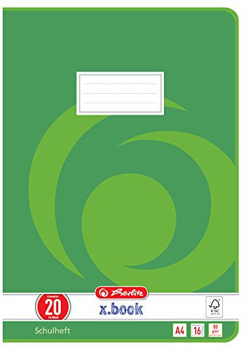 Herlitz Schulheft x.book A4, blanko, Lineatur 20, 16 Blatt, 10 Stück
