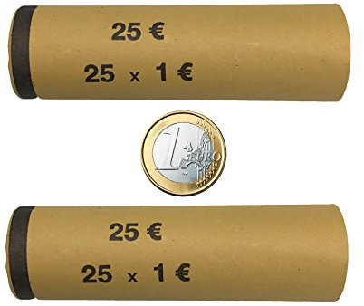 3718 Münzhülsen vorgefertigt und gerollt - 1 Euro (2100 Stück)
