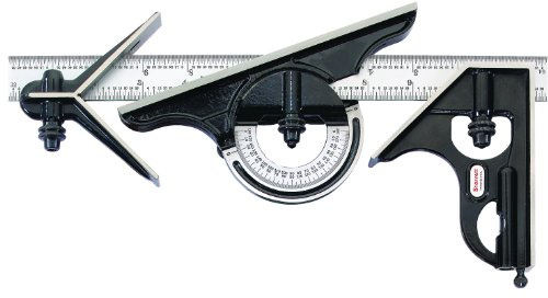 Starrett 434M-300 Geschmiedete, gehärtete, quadratische, mittlere und reversible Winkelmesserköpfe mit Messerkombinationssatz, glatte schwarze Emaille, 300 mm Größe
