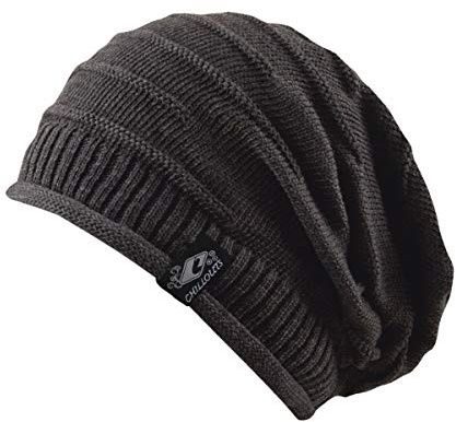 FEINZWIRN Long Beanie Cap Grau - Strickmütze Unisex Herbst Winter Mütze