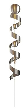 Gartendekoshop24 – Moderner Gartenstecker Edelstahl, 200 cm, mit 5 gebürsteten Edelstahlkugeln. Schicker Gartenstab, handgemacht. Gartendeko, Stab mit Spirale aus Edelstahl, für draußen.