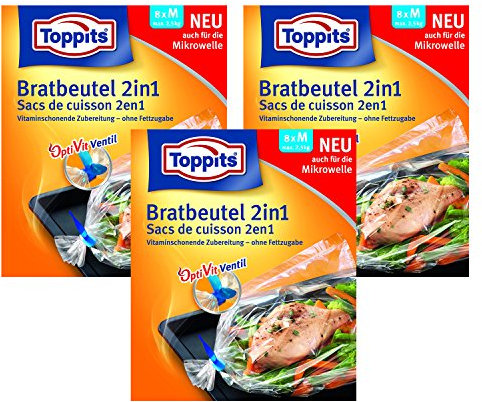 Toppits Brat sacchetto 2 in1 Medium (25 x 38 cm), confezione da 3 (3 x 8 sacchetti)