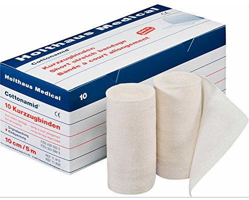 Holthaus Medical Cottonamid® Kurzzug-Binde Verband Binde Bandage, rohweiß, elastisch, 10cmx5m, 1St