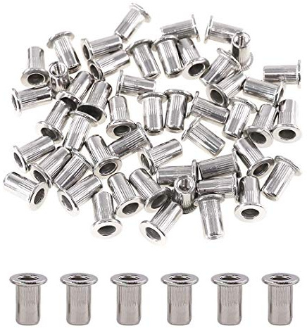 Glarks Juego de 50 tuercas de remache roscadas de cabeza plana M4 de acero inoxidable 304 (M4)